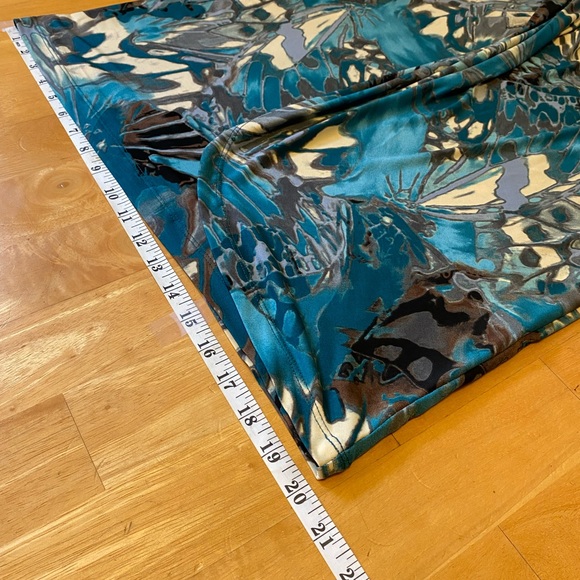 Connected Apparel Cap Sleeve Mock Wrap Dress Teal - Picture 7 of 15